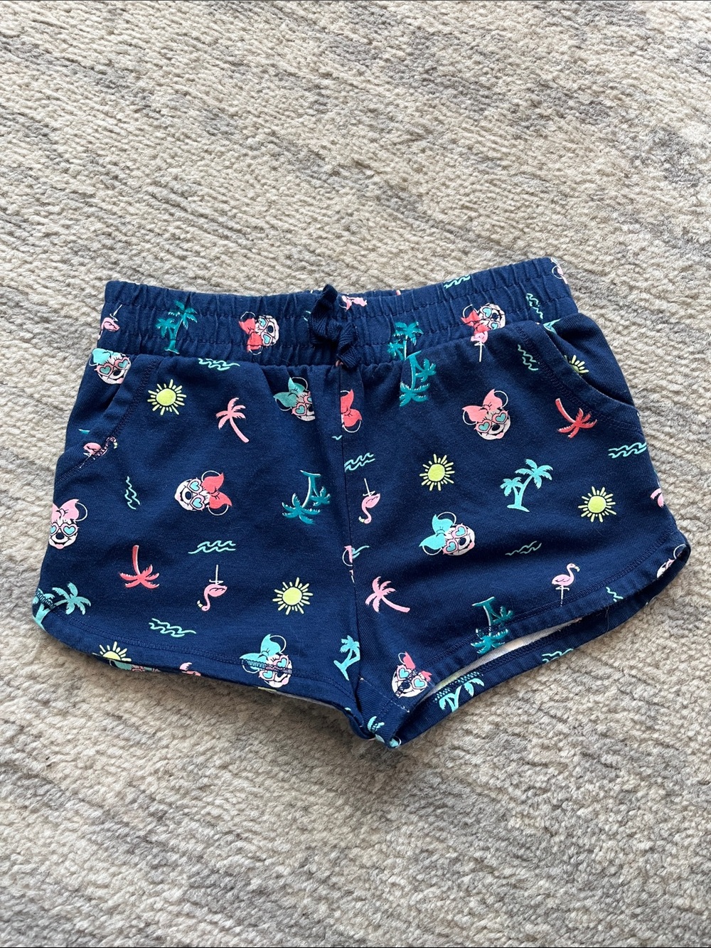 Disney Minnie Mouse Navy Tropical Print Pull-On Shorts